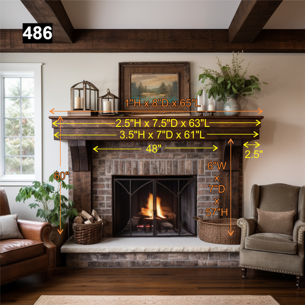 Amy O’Brien's #486 Fireplace Mantel with Wooden Legs (Copy)