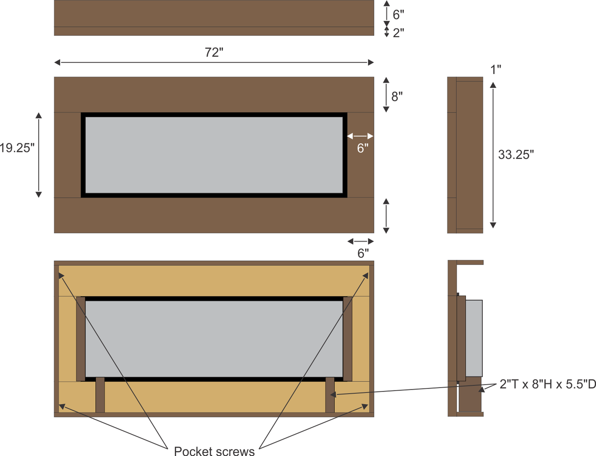 Amy Everitt's self-standing fireplace for 60" Electric Insert