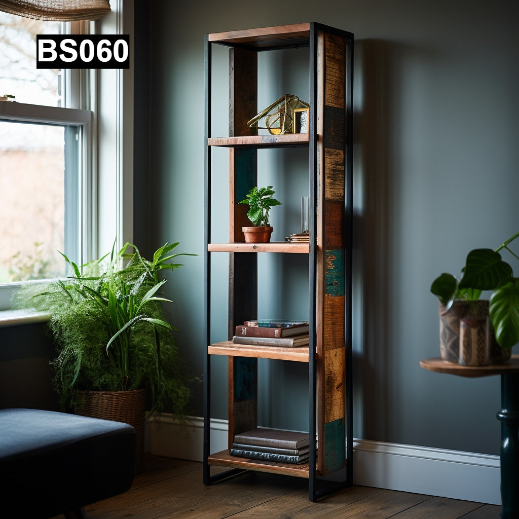 reclaimed wood bookcase distressed barn beam book shelf paint self-standing