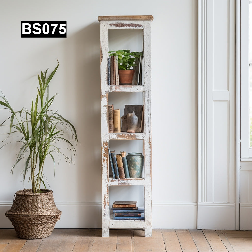 reclaimed wood bookcase distressed barn beam book shelf paint self-standing