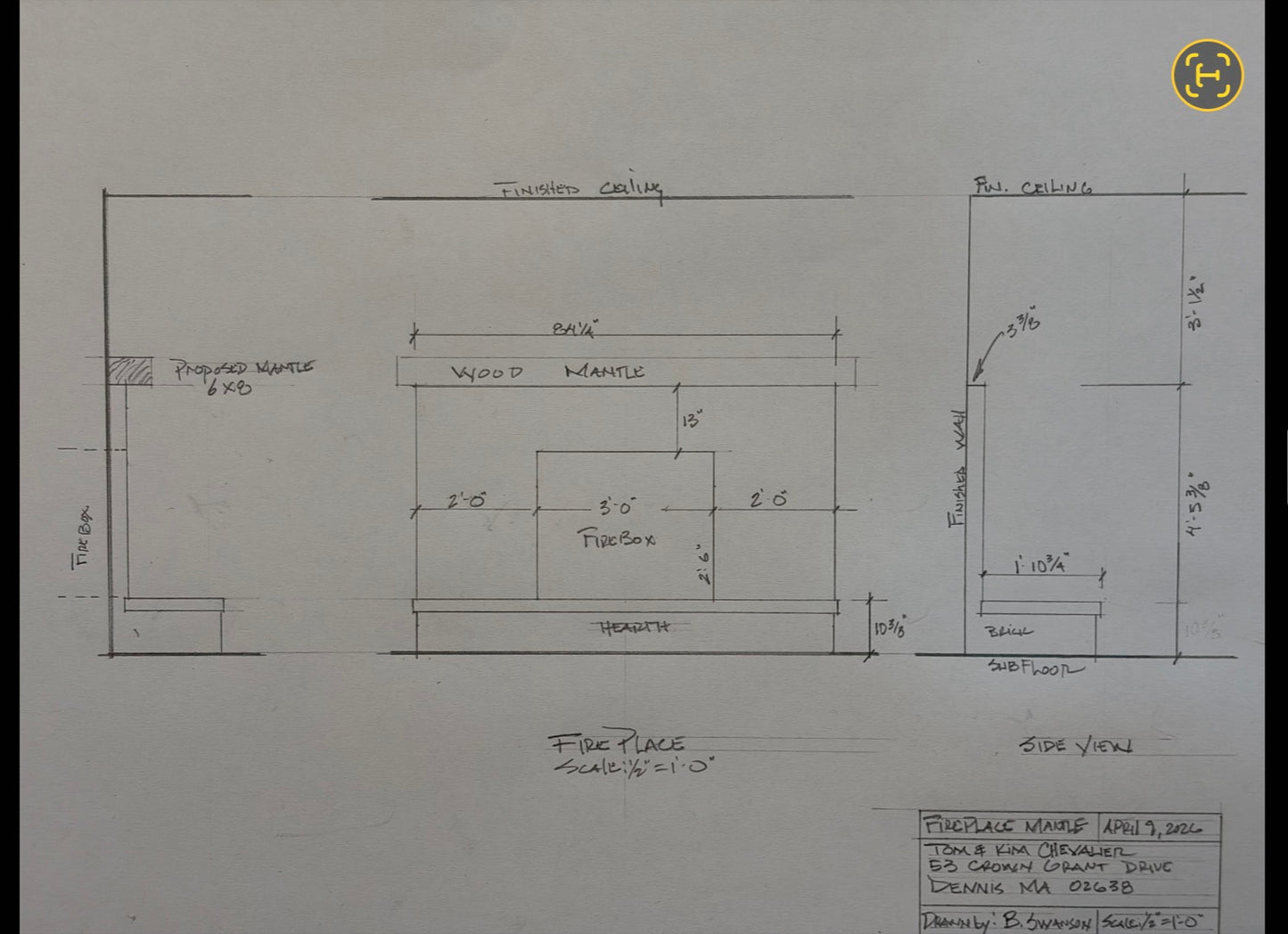 THOMAS CHEVALIER's #913 Fireplace Mantel with Wooden Legs