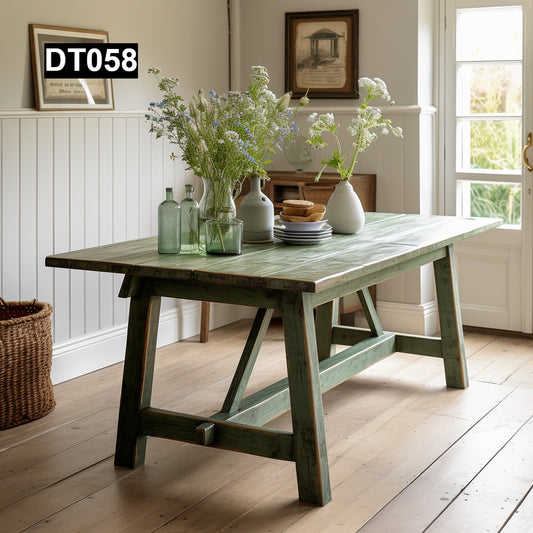 rustic reclaimed wood dining table farmhouse kitchen handcrafted custom solid wood rectangular round natural distressed vintage style eco-friendly Canadian made sustainable furniture family gathering shabby chic unique grain heirloom