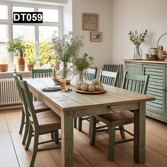 rustic reclaimed wood dining table farmhouse kitchen handcrafted custom solid wood rectangular round natural distressed vintage style eco-friendly Canadian made sustainable furniture family gathering shabby chic unique grain heirloom