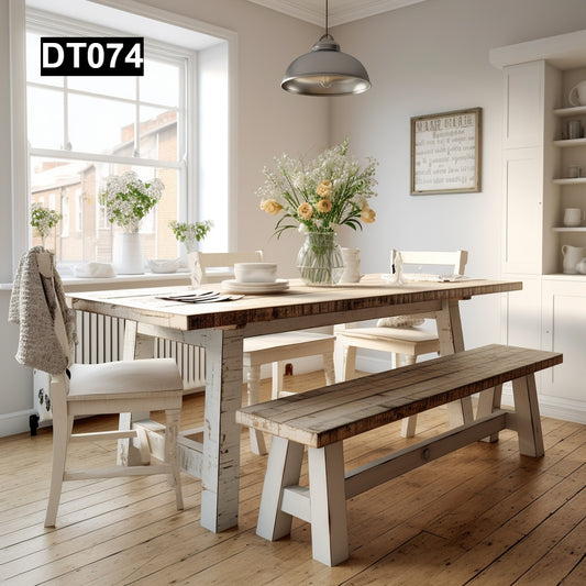 rustic reclaimed wood dining table farmhouse kitchen handcrafted custom solid wood rectangular round natural distressed vintage style eco-friendly Canadian made sustainable furniture family gathering shabby chic unique grain heirloom