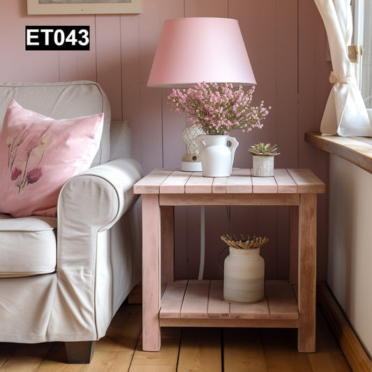 rustic reclaimed wood end table nightstand farmhouse living room bedroom handcrafted custom solid wood small furniture distressed vintage style eco-friendly Canadian made sustainable shabby chic natural grain storage drawer bedside unique