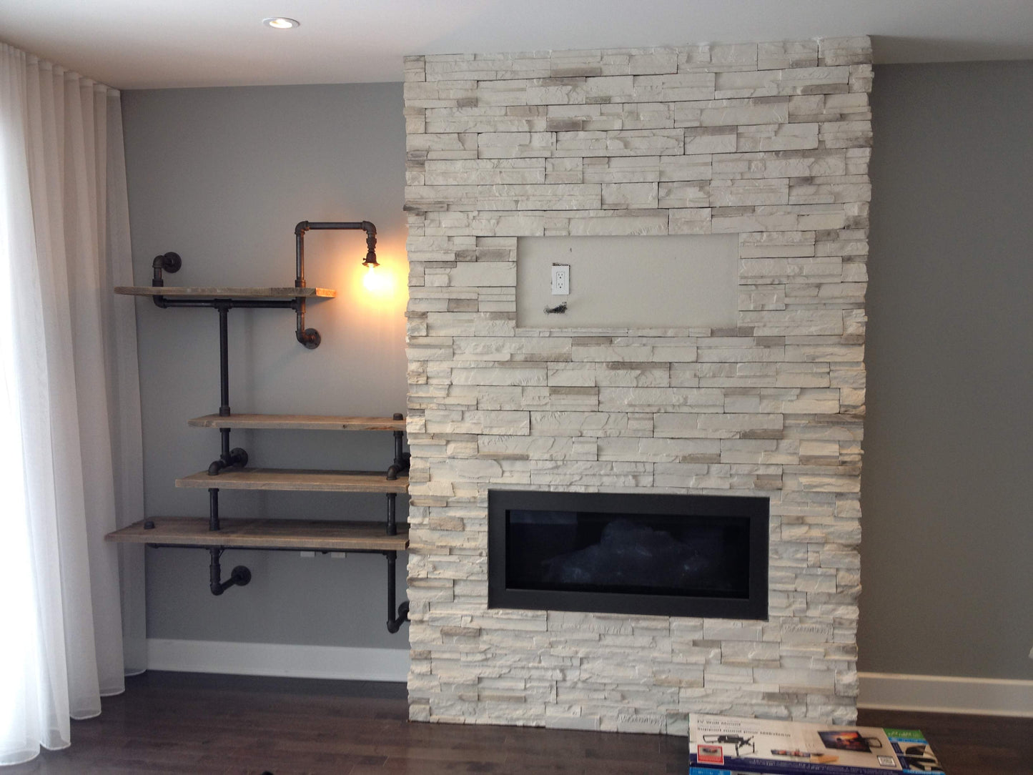 Rustic Industrial Wood and pipe wall shelf