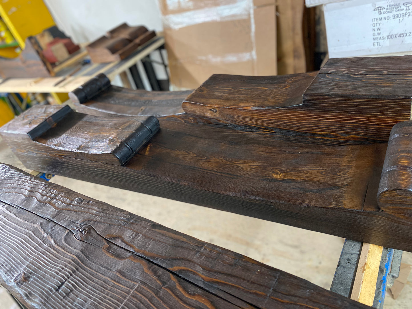 Reclaimed Wood Beam Fireplace Mantel with Legs #420