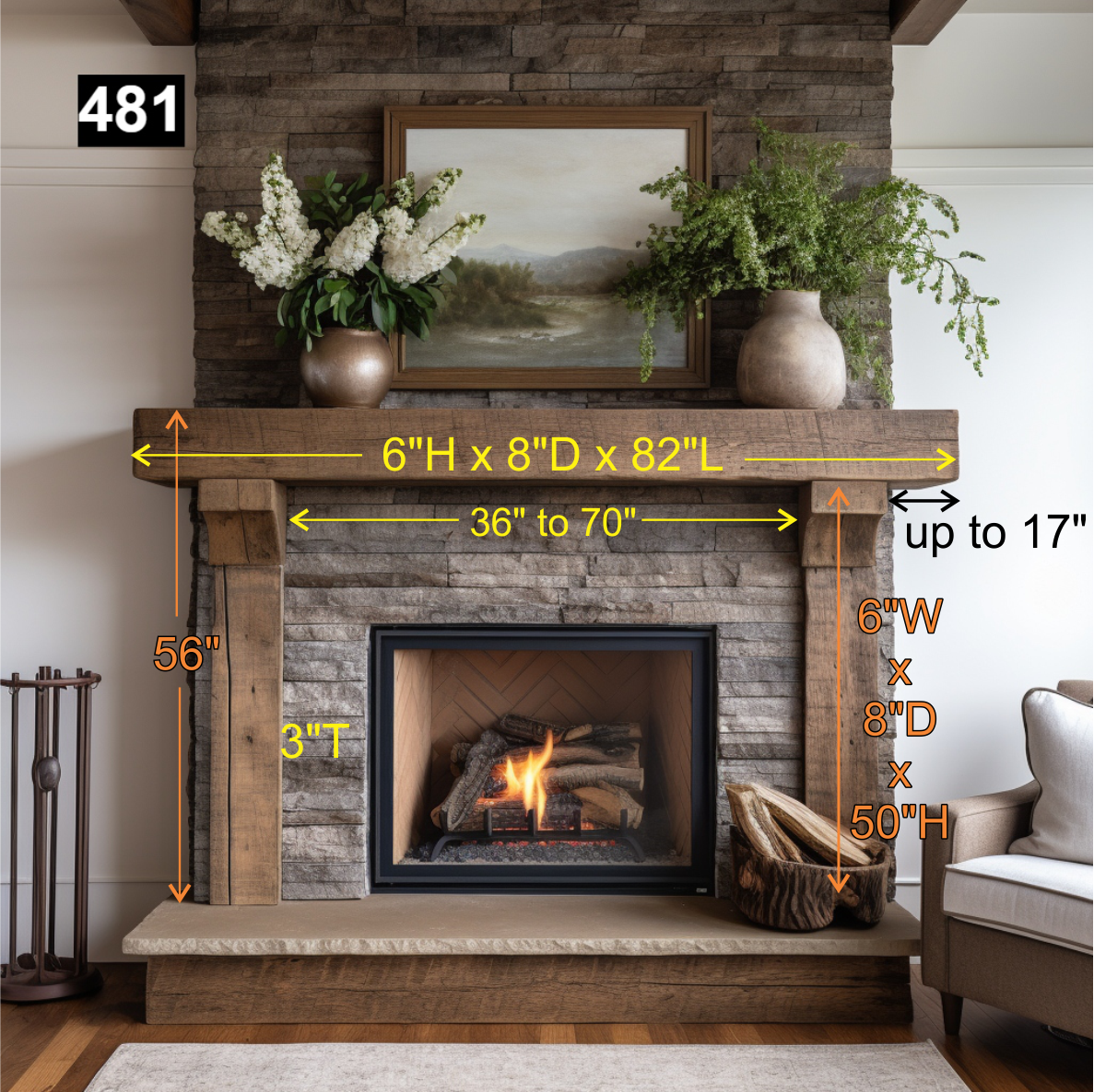 Jamie Massie's #481 Fireplace Mantel with Legs