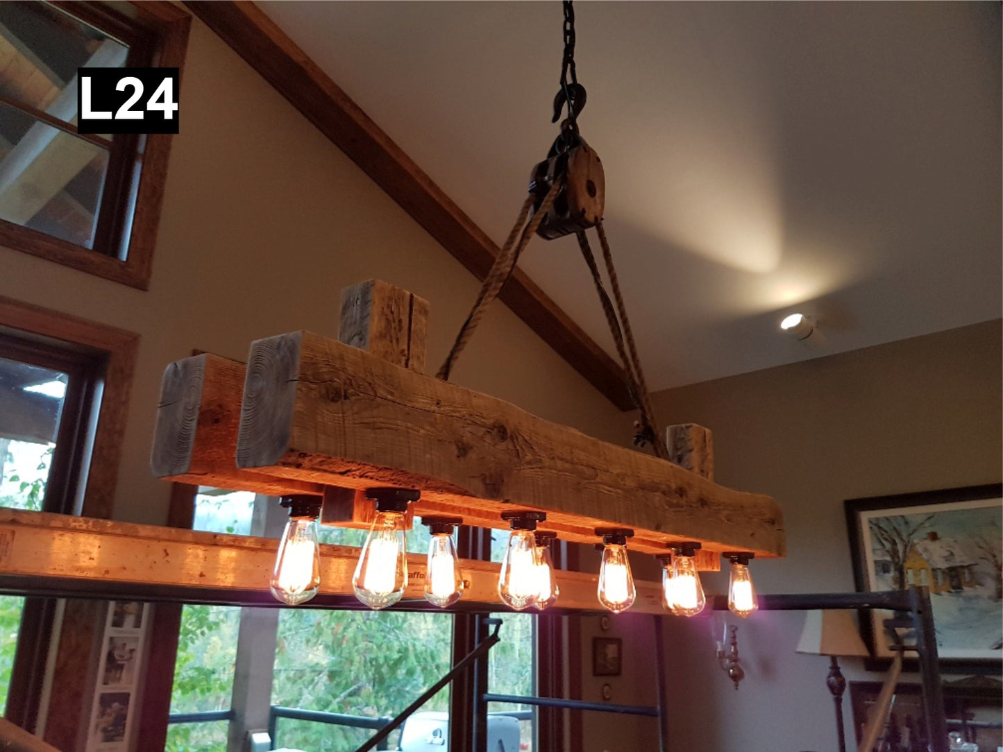 Reclaimed Wood Beam chandelier Pendant lamp light