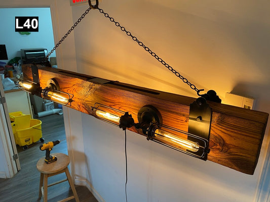 Reclaimed Wood Beam chandelier Pendant lamp light