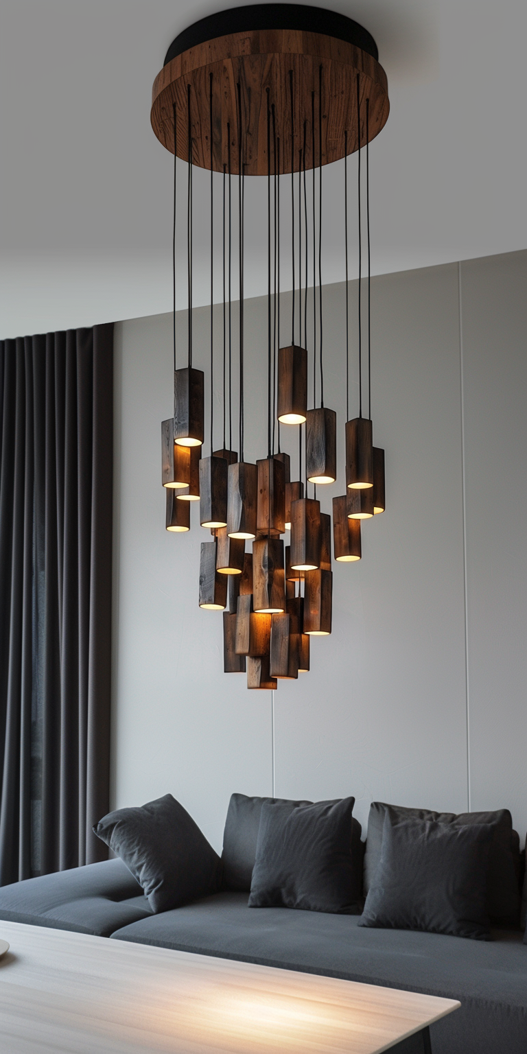Reclaimed Wood Beam chandelier Pendant lamp light