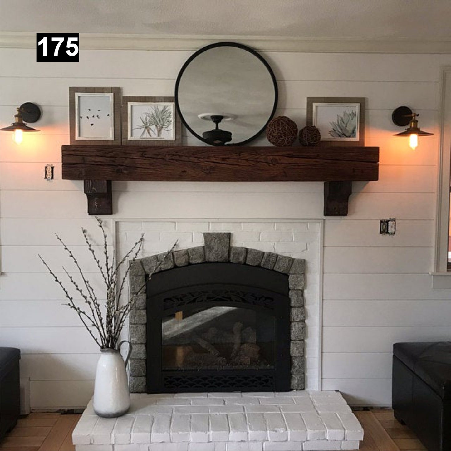 Gorgeous Reclaimed Wood Beam Fireplace Mantel with Wooden Corbels #175