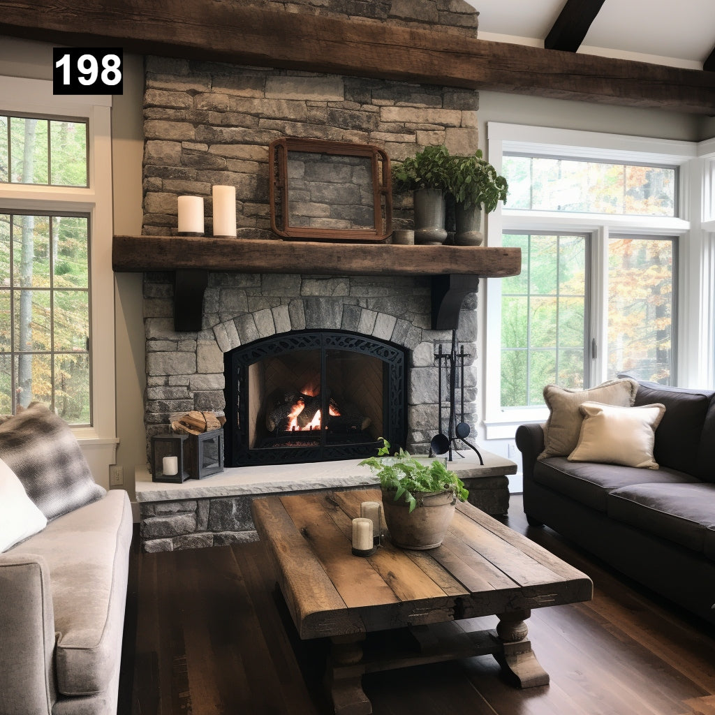 Gorgeous Reclaimed Wood Beam Fireplace Mantel with Wooden Corbels #198