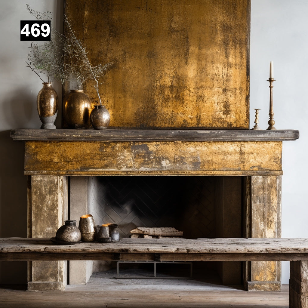Custom reclaimed wood beam fireplace mantel with legs