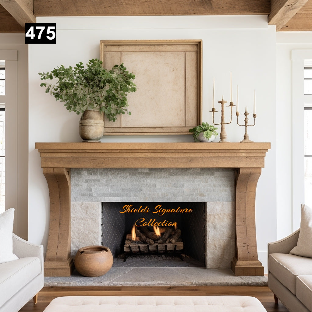 Regal looking Oak Wood Beam Fireplace Mantel with Legs #475