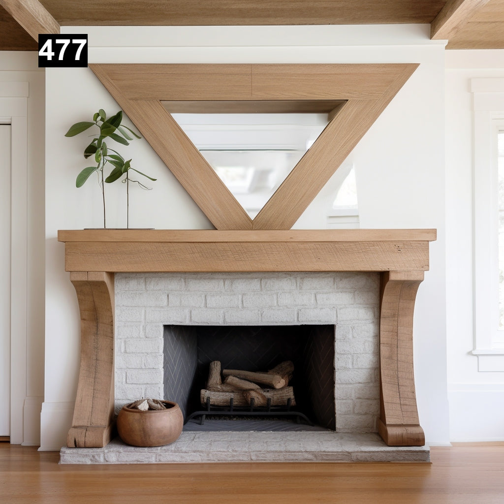 Regal looking Oak Wood Beam Fireplace Mantel with Legs #477
