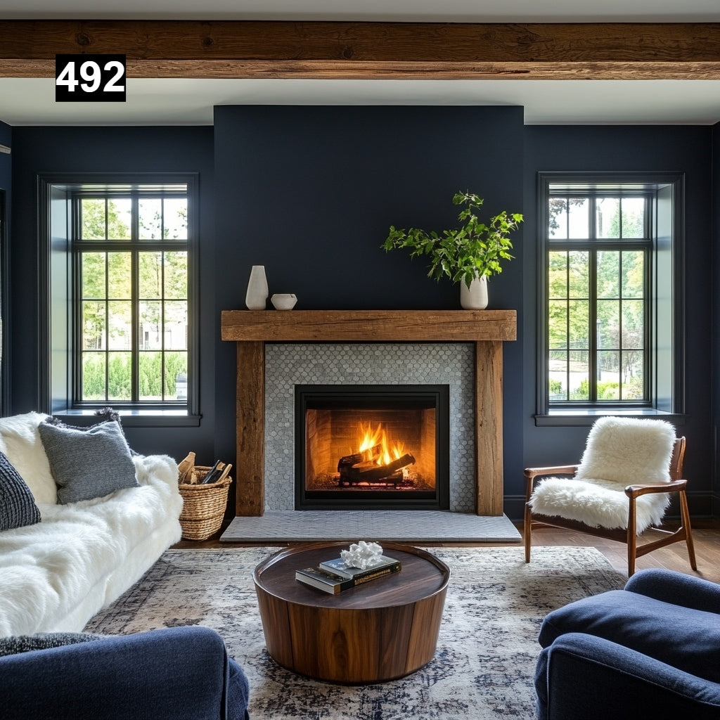 Regal looking Reclaimed Wood Beam Fireplace Mantel with Legs #492