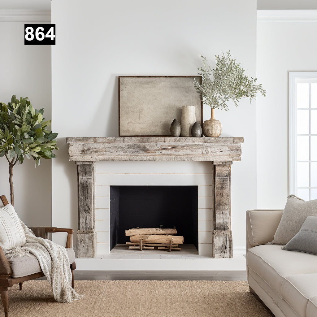 Custom reclaimed wood beam fireplace mantel colored
