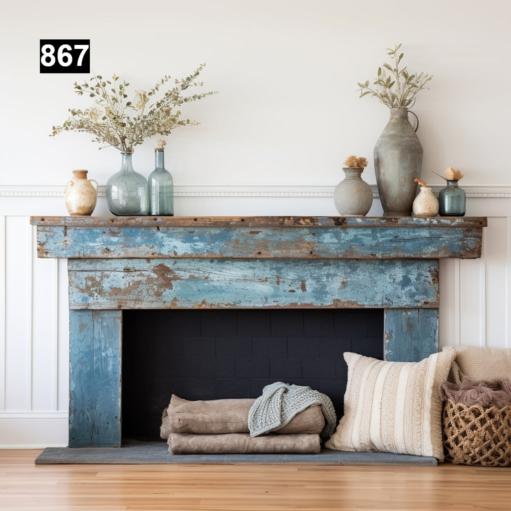Custom reclaimed wood beam fireplace mantel colored