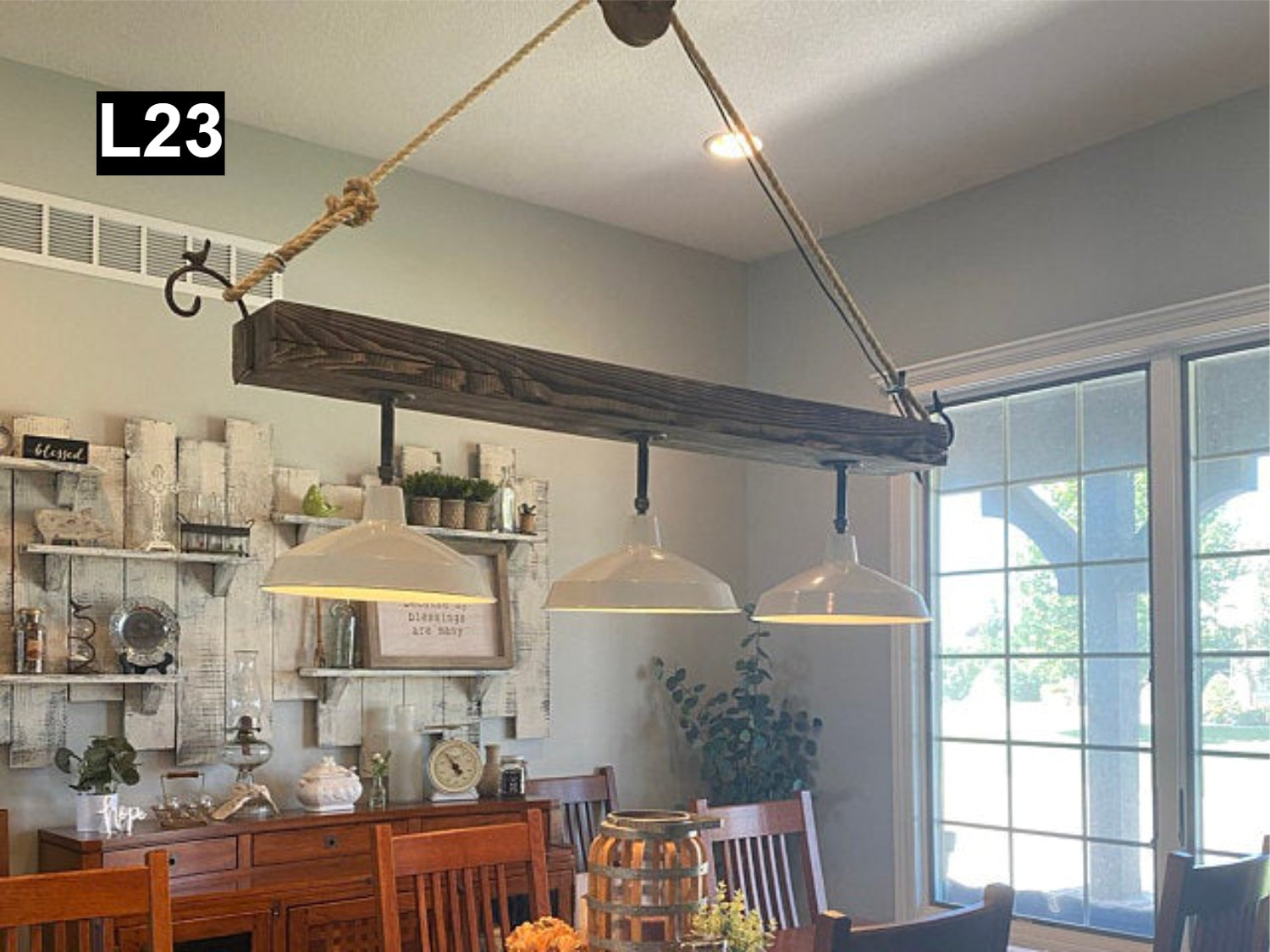 Reclaimed Wood Beam chandelier Pendant lamp light
