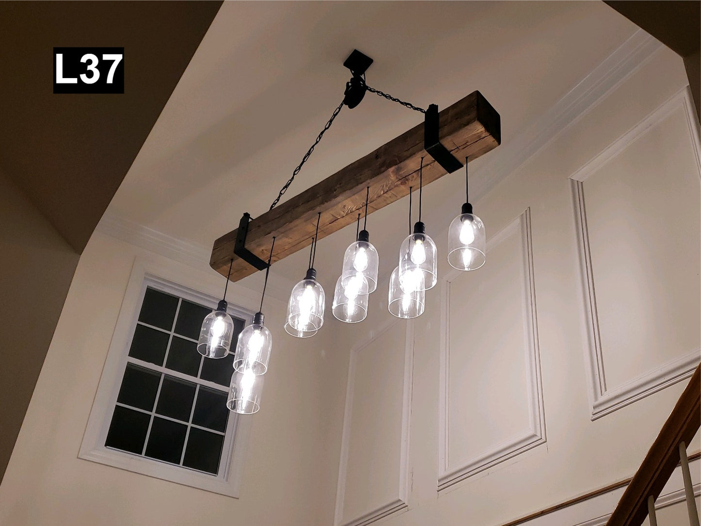 Reclaimed Wood Beam chandelier Pendant lamp light