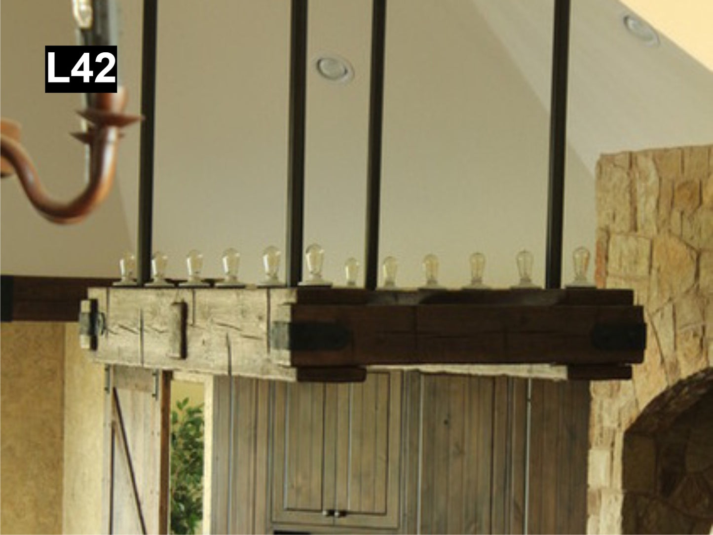 Reclaimed Wood Beam chandelier Pendant lamp light