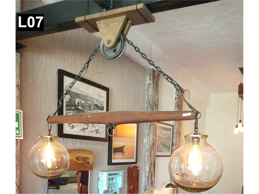 reclaimed wood beam chandelier pendant lamp light distressed barn iron glass chain edison rustic farmhouse vintage industrial handmade custom ceiling fixture lighting bulb loft kitchen dining entryway linear dimmer statement mason jars hay trolley