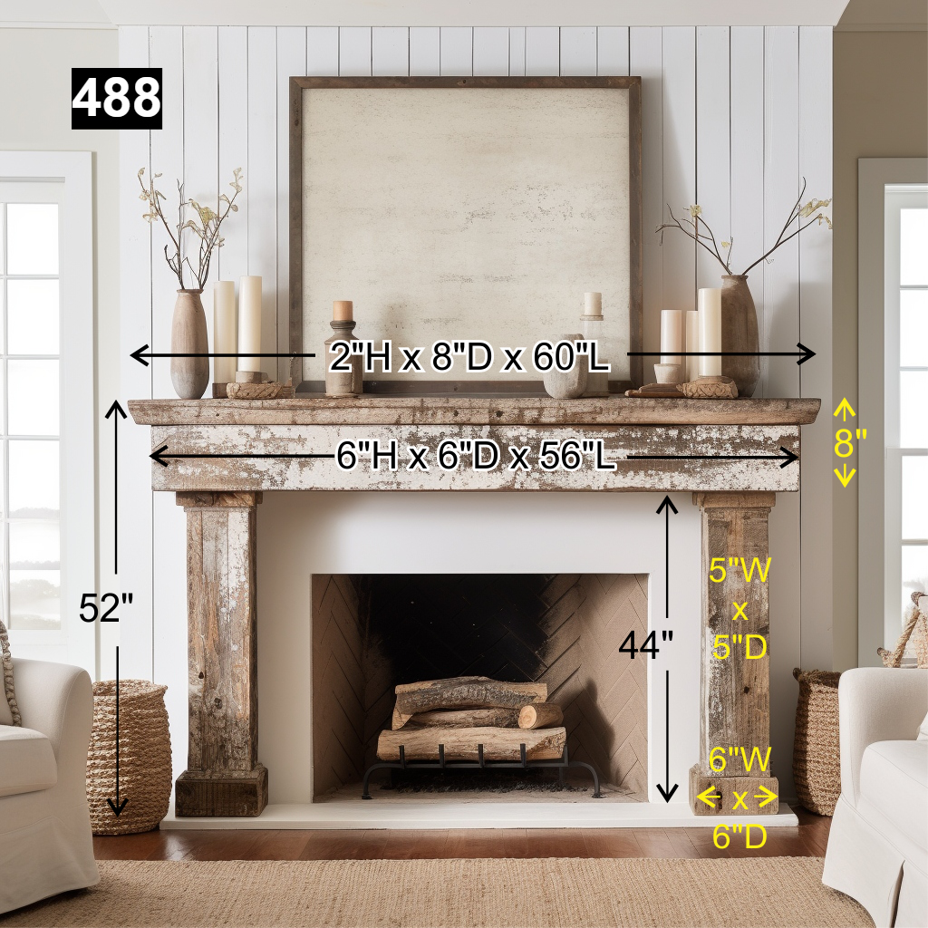 Tara Downes's #488 Fireplace Mantel with Wooden Legs