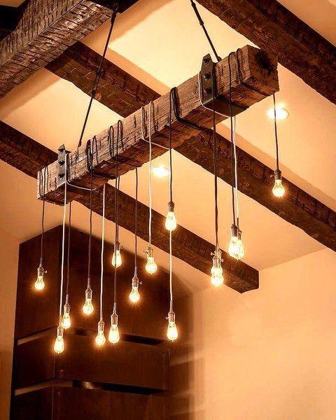 Jonathan Pate's Two L18 Wood Beam Chandeliers