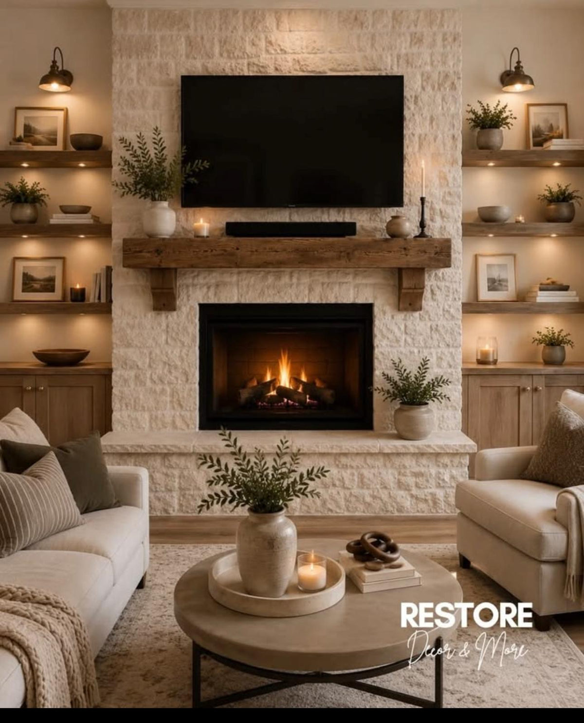 Katia Alvares-Watters' Fireplace Mantel with Corbels and 6 matching shelves