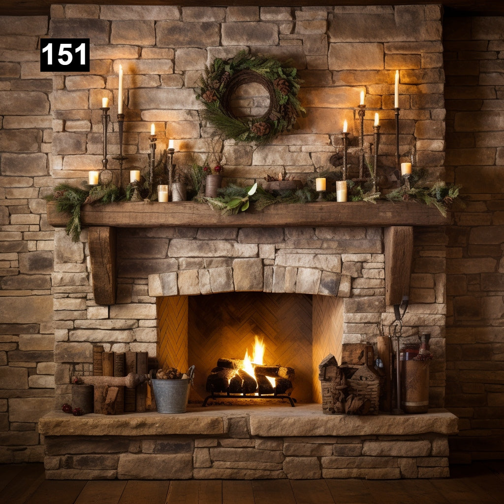 Custom reclaimed wood beam fireplace mantel with corbels