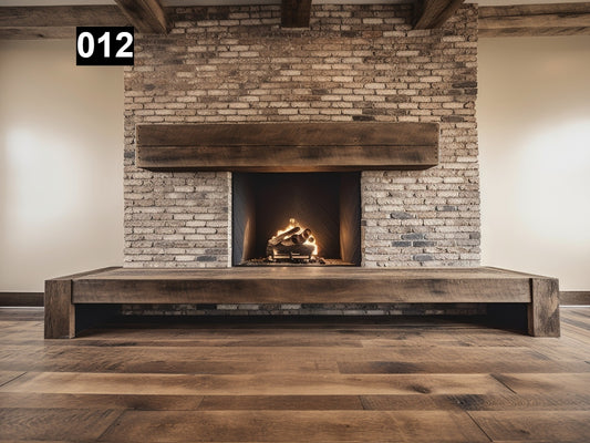 Custom reclaimed wood beam fireplace mantel