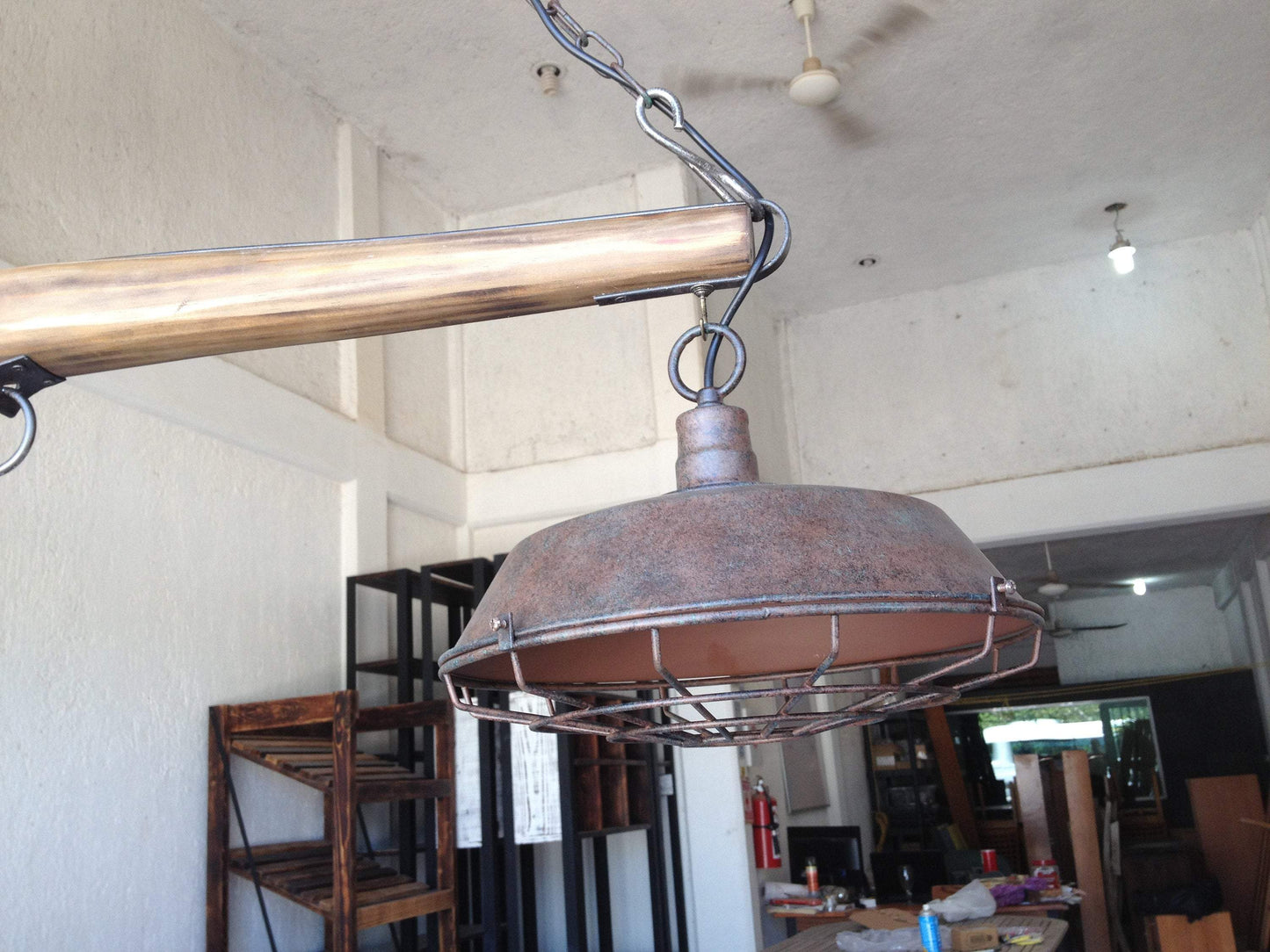 Rustic Yoke Suspended Lamp with metal lamp shades