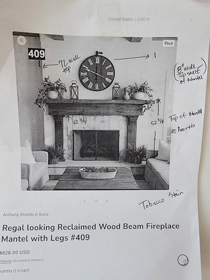 Stephen Trosky's #409 Fireplace Mantel with Wooden Legs