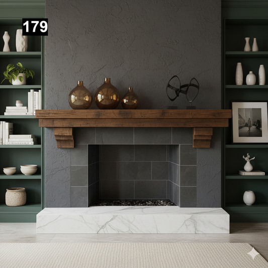 Gorgeous Reclaimed Wood Beam Fireplace Mantel with Wooden Corbels #179C