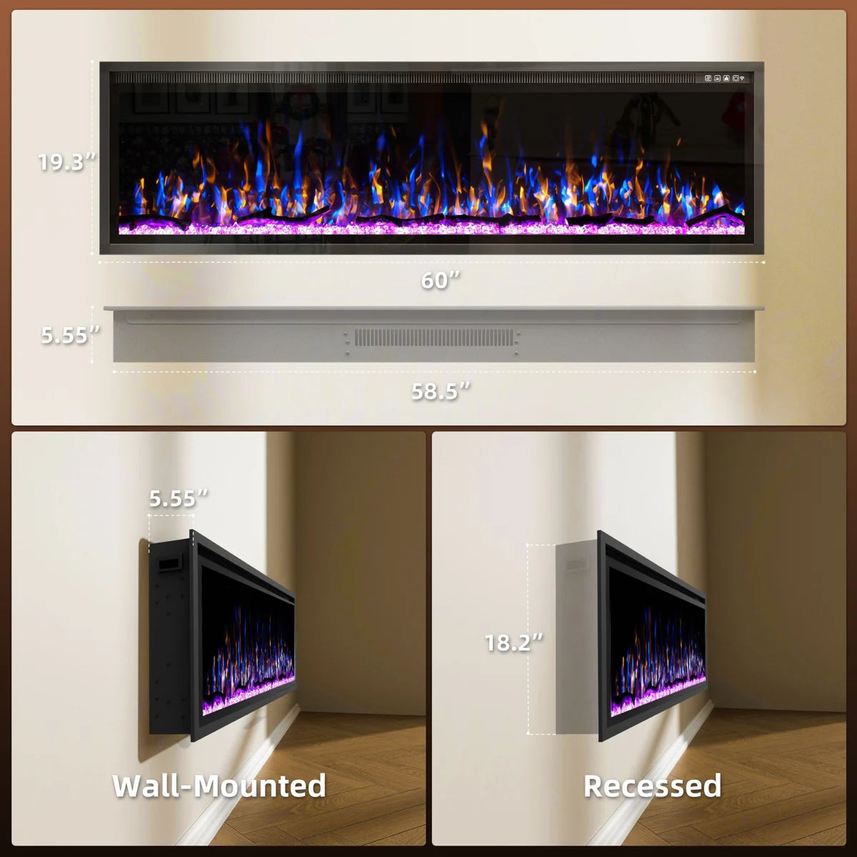 Amy Everitt's self-standing fireplace for 60" Electric Insert