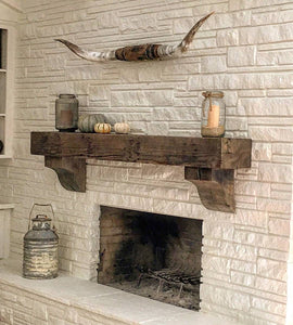 Phillip's fireplace mantel and shelves