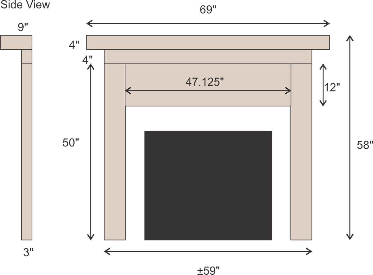 Amanda Kein's #499 Fireplace Mantel with Wooden Legs