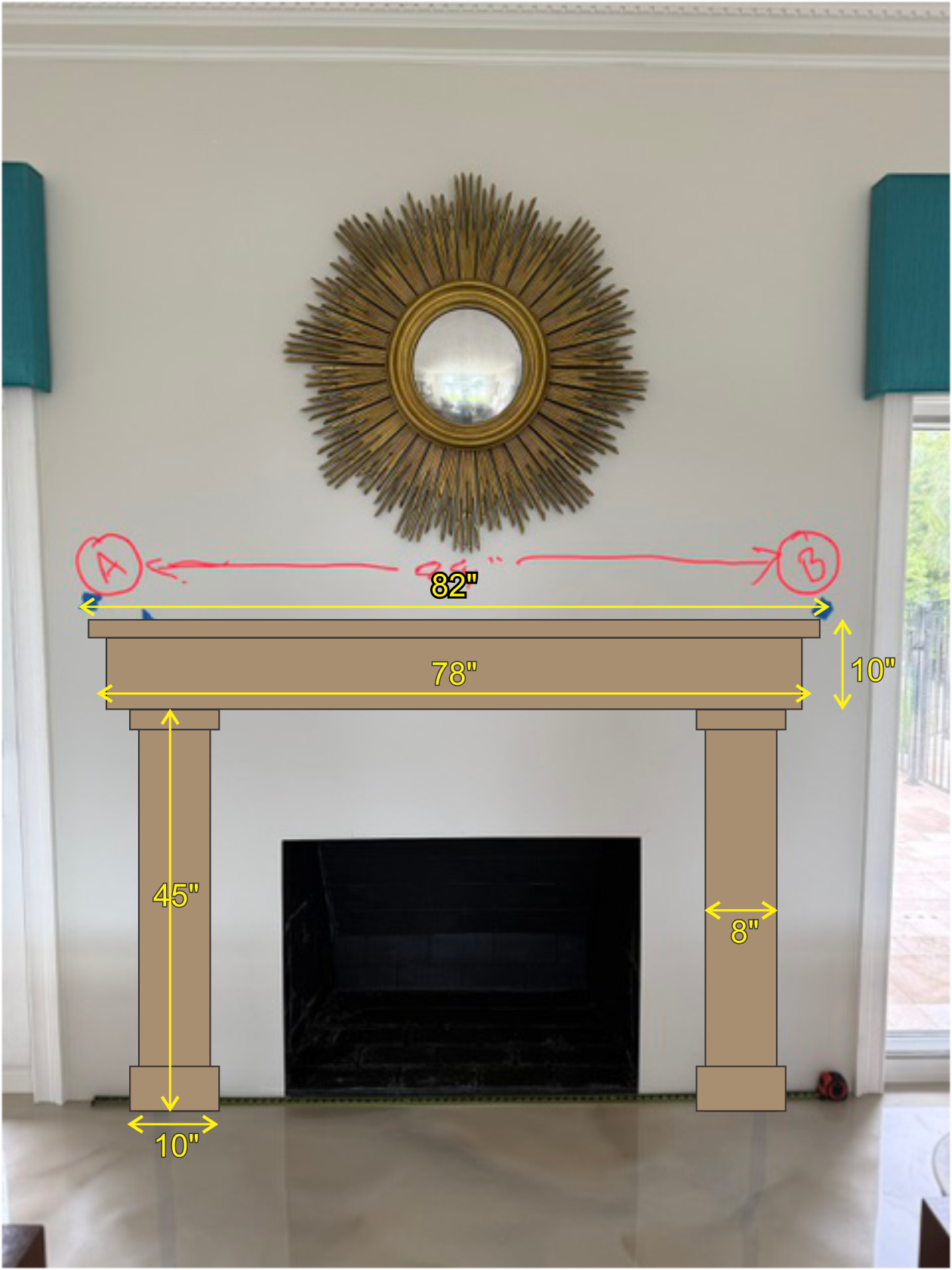 Anthony Sullivan's #488 Fireplace Mantel with Wooden Legs