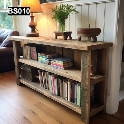 reclaimed wood bookcase distressed barn beam book shelf paint self-standing