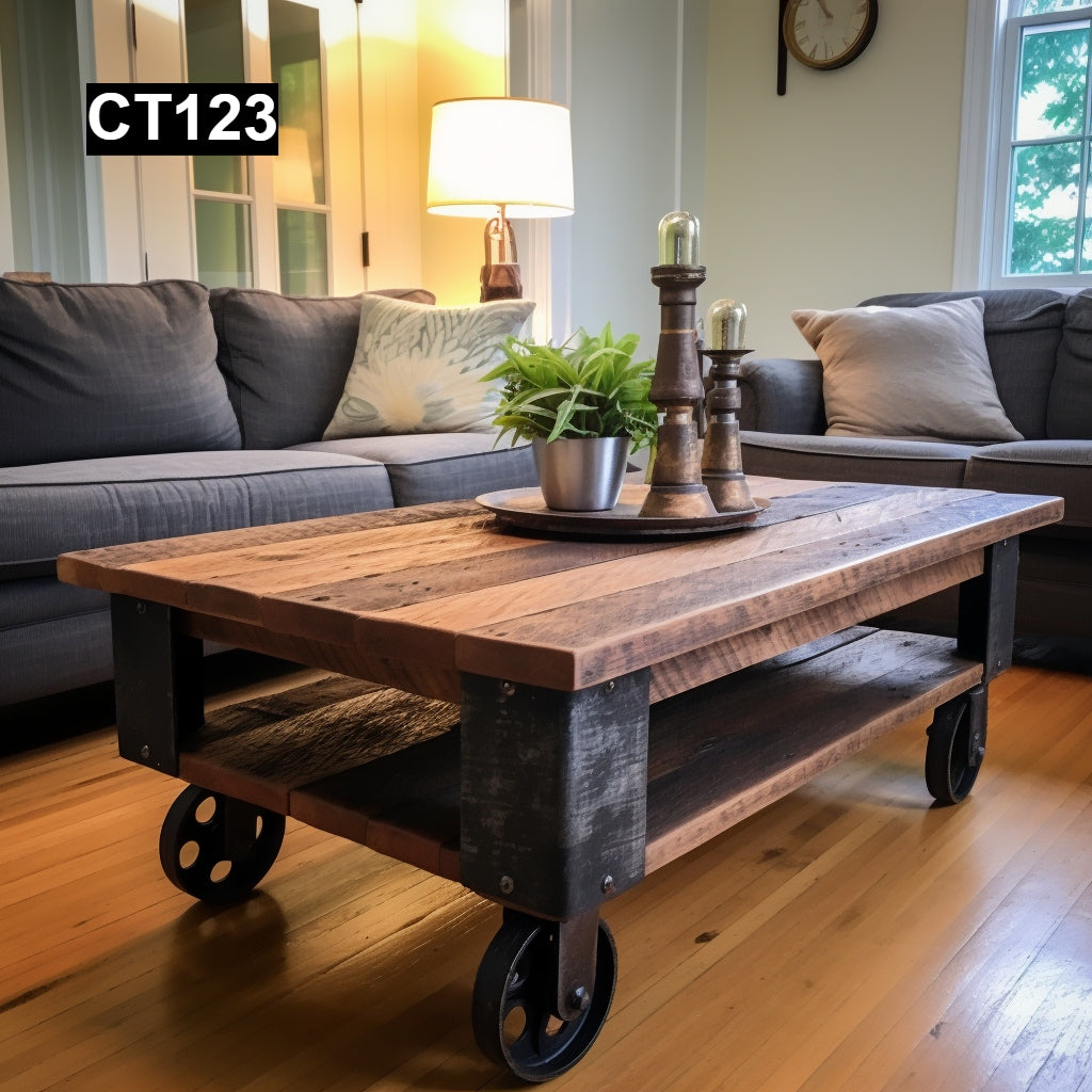 Mélanie Peris' #CT123 Coffee Table with iron casters & corners