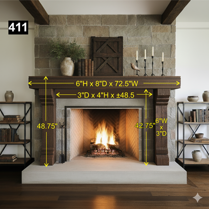 Caitlin Mueller's #411 Fireplace Mantel with wooden legs