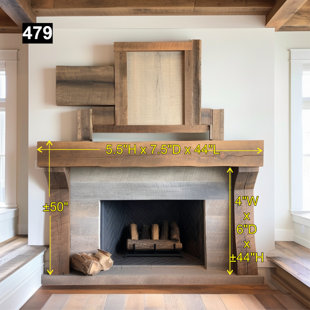 Chelsea Zoltewicz ' #479 Fireplace Mantel with Wooden Legs