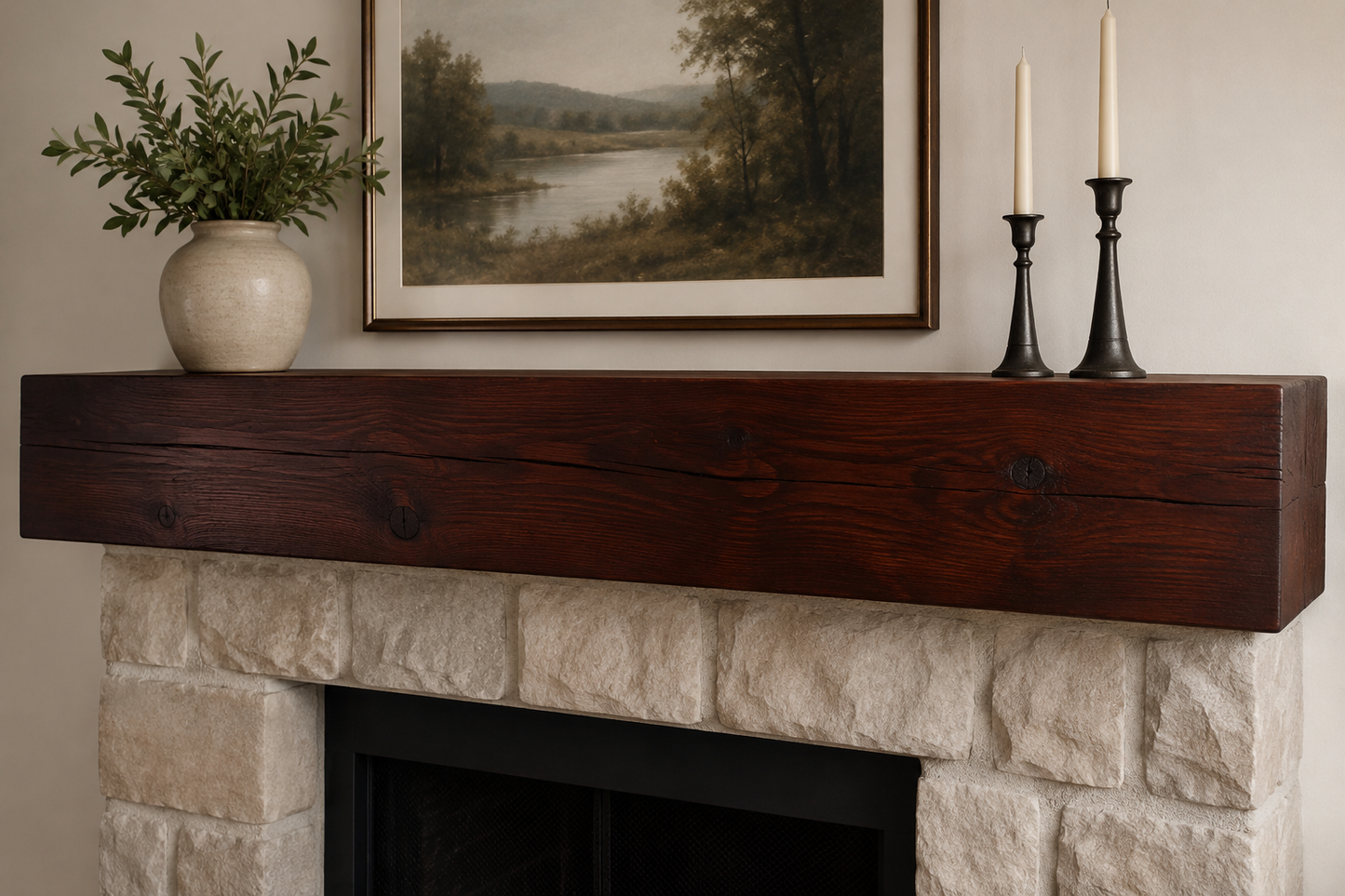 Kevin DiBona's Fireplace Mantel with Matching Shelves