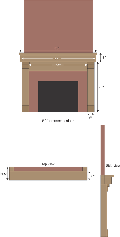 David Costolnick's Wrap-around Fireplace Mantel with Wooden Legs #462