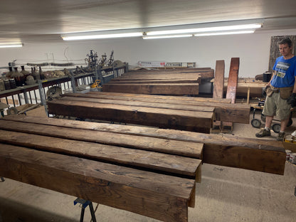 Pete Gaffney's #179 Fireplace Mantel with Wooden Corbels and Ceiling Beam