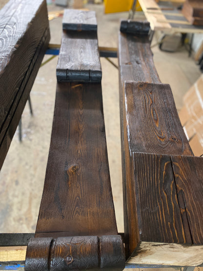 Reclaimed Wood Beam Fireplace Mantel with Legs #420