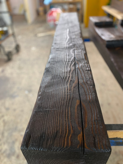 Reclaimed Wood Beam Fireplace Mantel with Legs #420