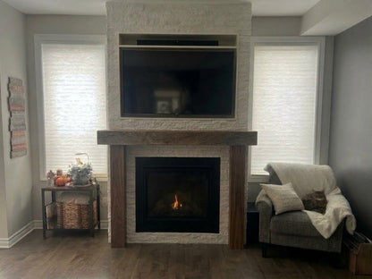Heather Munro's Custom Fireplace Mantel with Wooden Legs