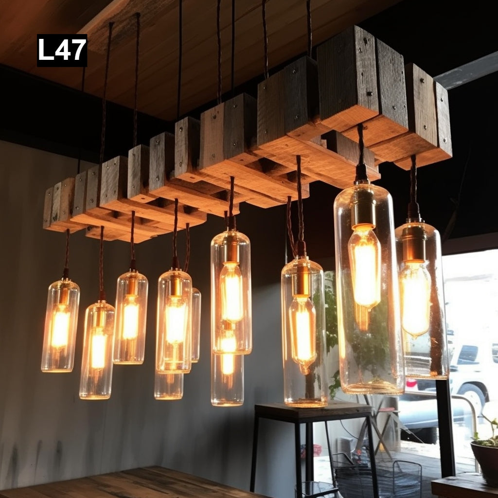 Reclaimed Wood Beam chandelier Pendant lamp light